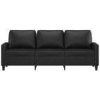 Trivietė sofa, juodos spalvos, 180cm, dirbtinė oda