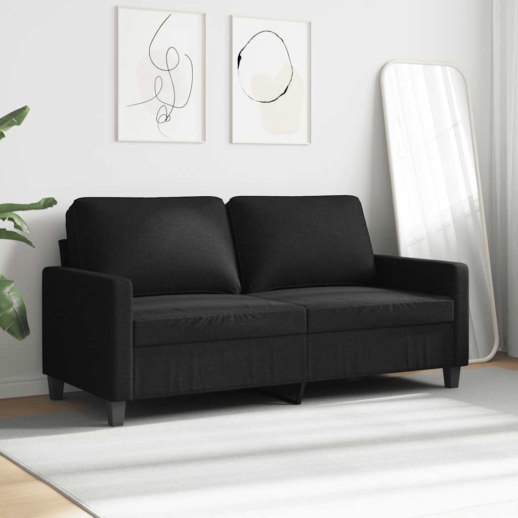 Dvivietė sofa, juodos spalvos, 140cm, audinys