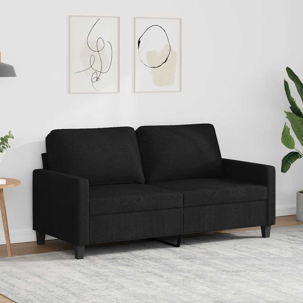 Dvivietė sofa, juodos spalvos, 140cm, audinys