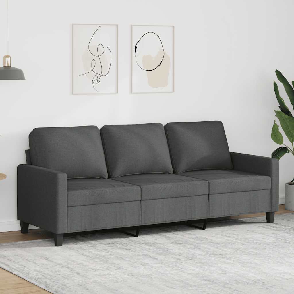 Trivietė sofa, tamsiai pilkos spalvos, 180cm, audinys