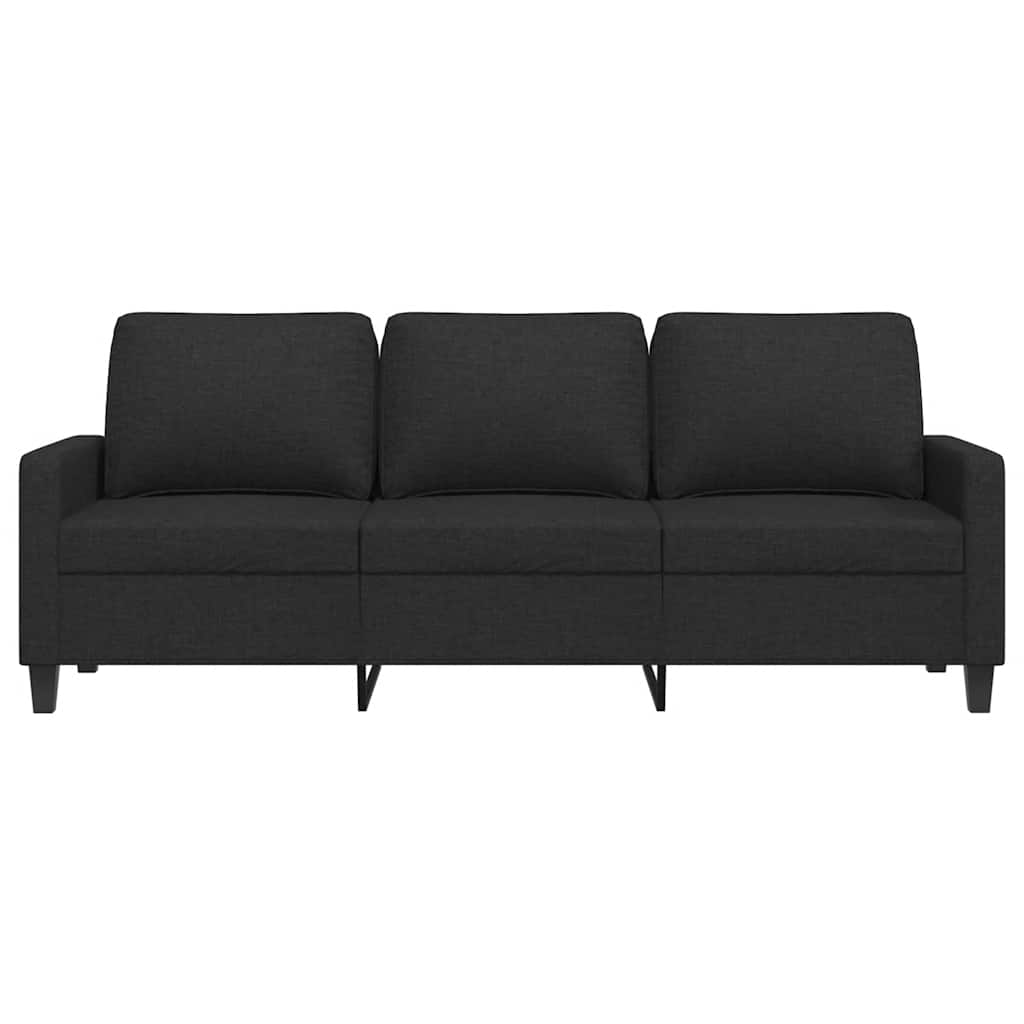 Trivietė sofa, juodos spalvos, 180cm, audinys
