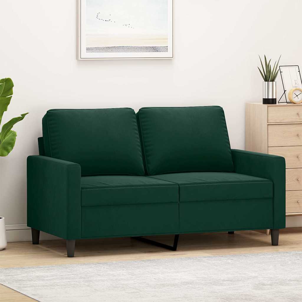 Dvivietė sofa, tamsiai žalios spalvos, 120cm, aksomas