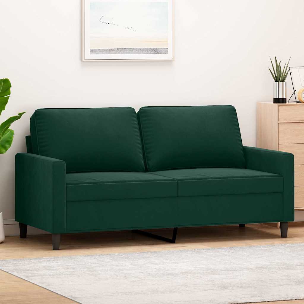 Dvivietė sofa, tamsiai žalios spalvos, 140cm, aksomas