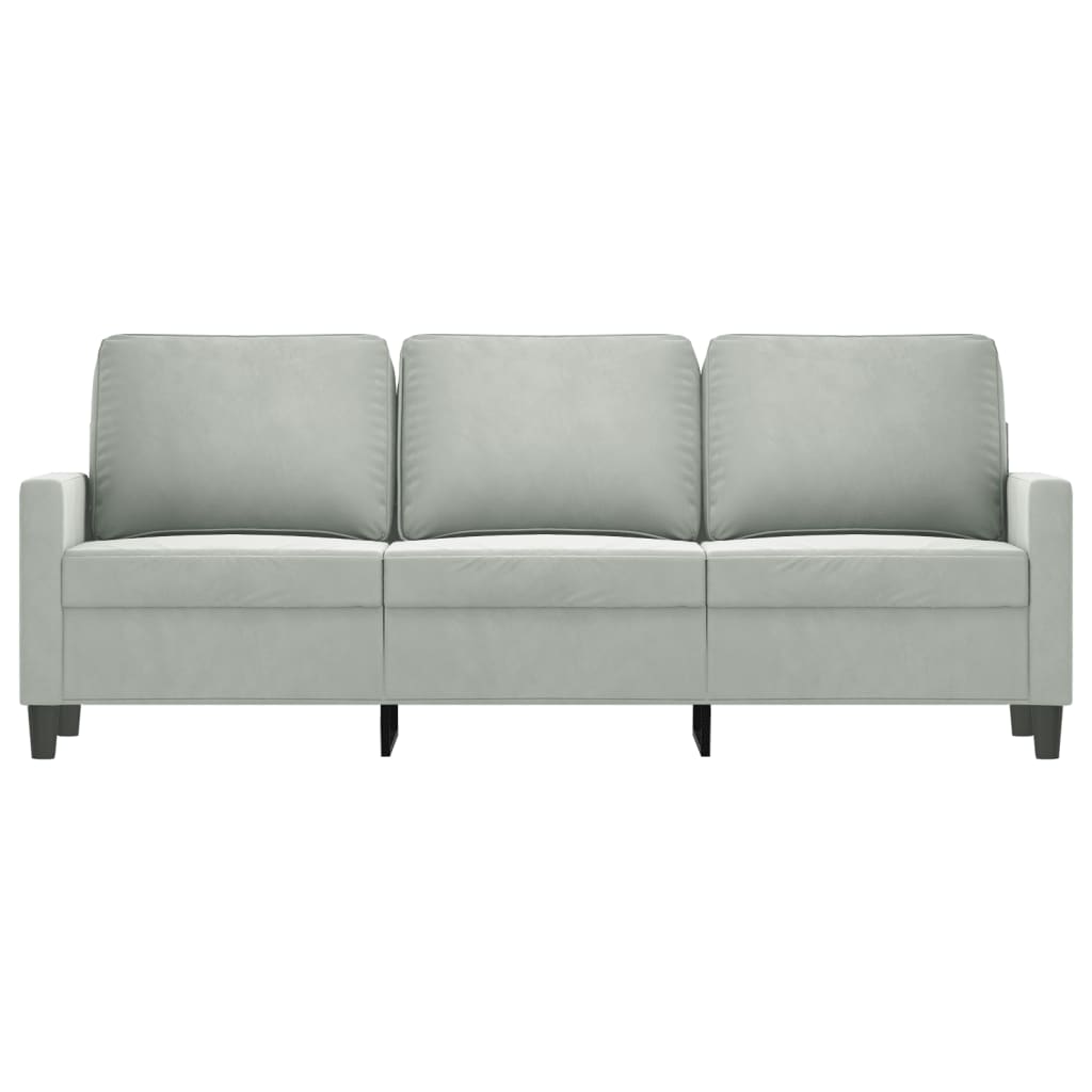 Trivietė sofa, šviesiai pilkos spalvos, 180cm, aksomas