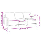 Trivietė sofa, šviesiai pilkos spalvos, 180cm, aksomas