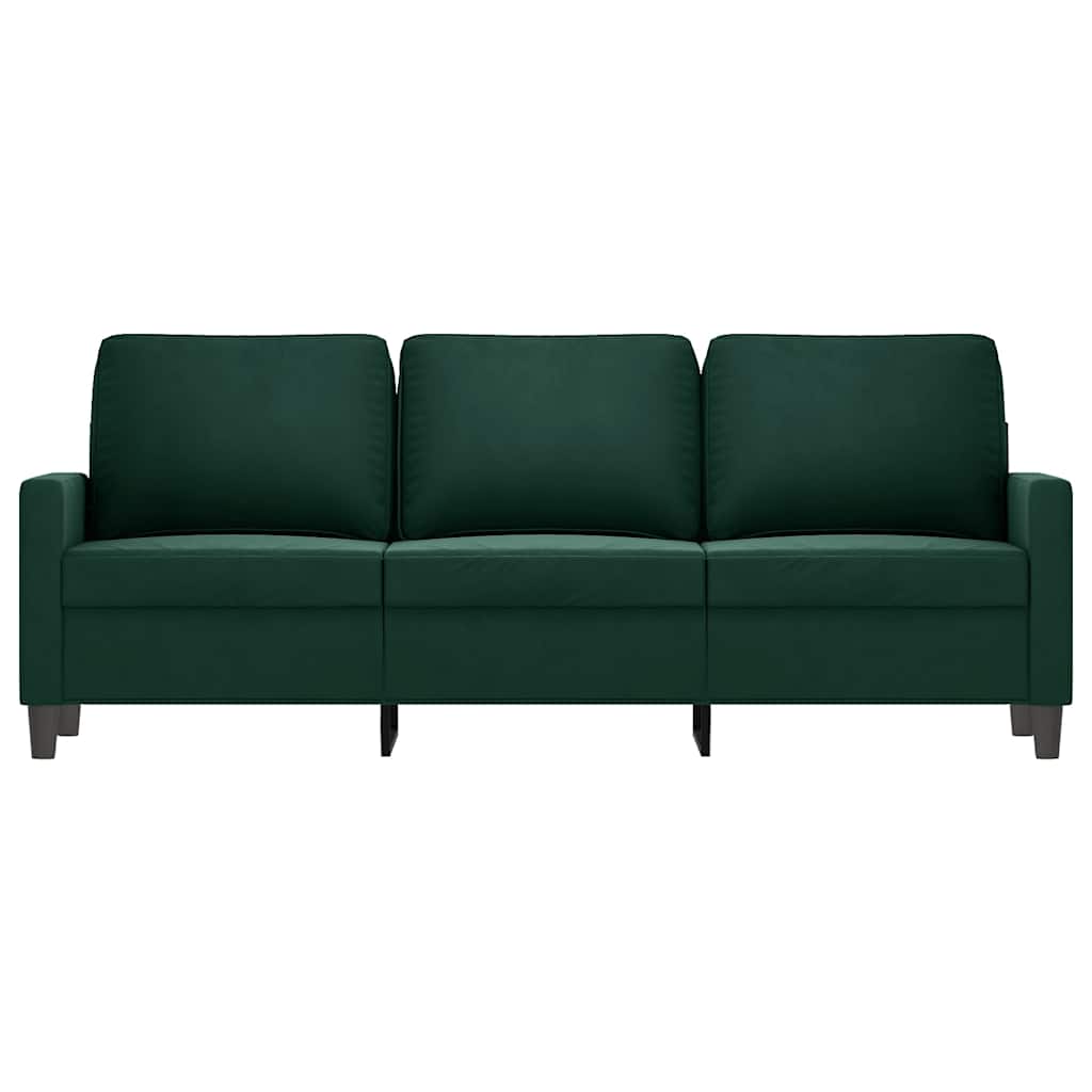 Trivietė sofa, tamsiai žalios spalvos, 180cm, aksomas