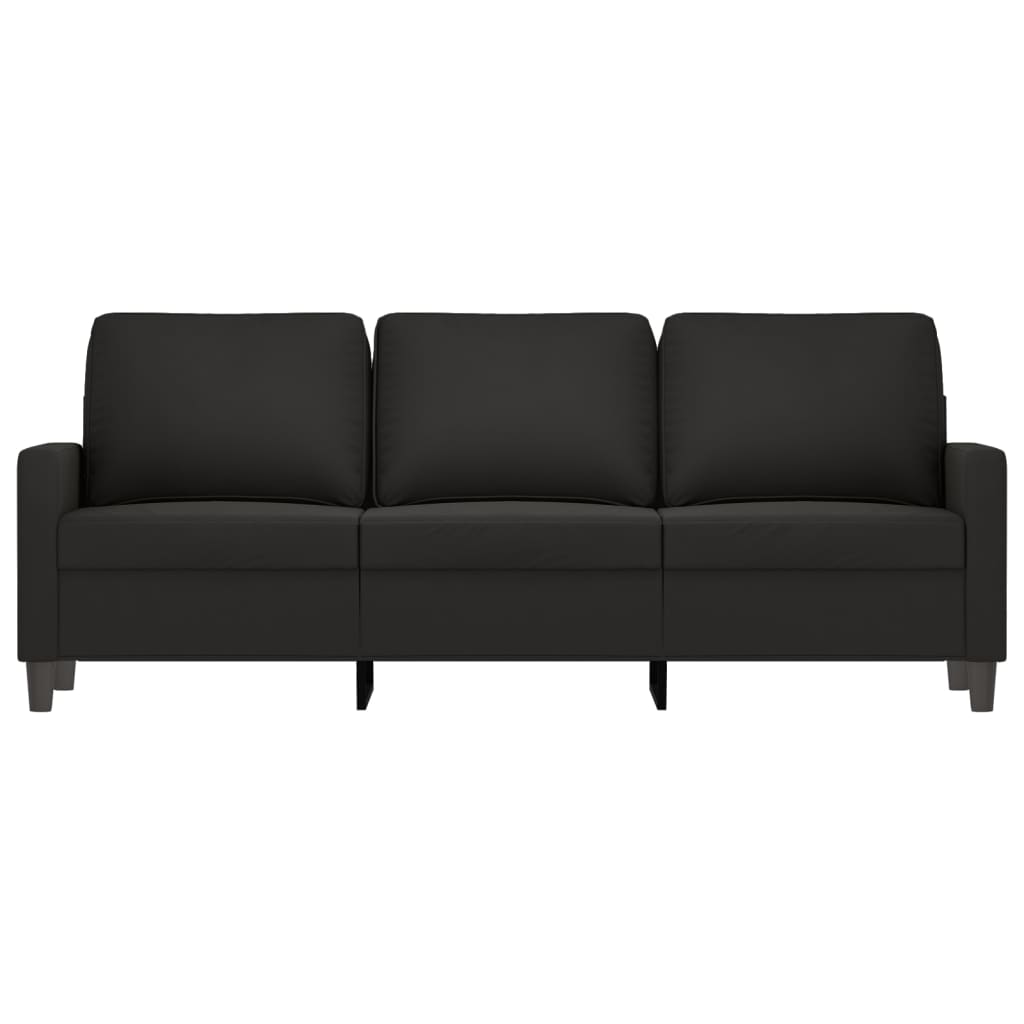 Trivietė sofa, juodos spalvos, 180cm, aksomas