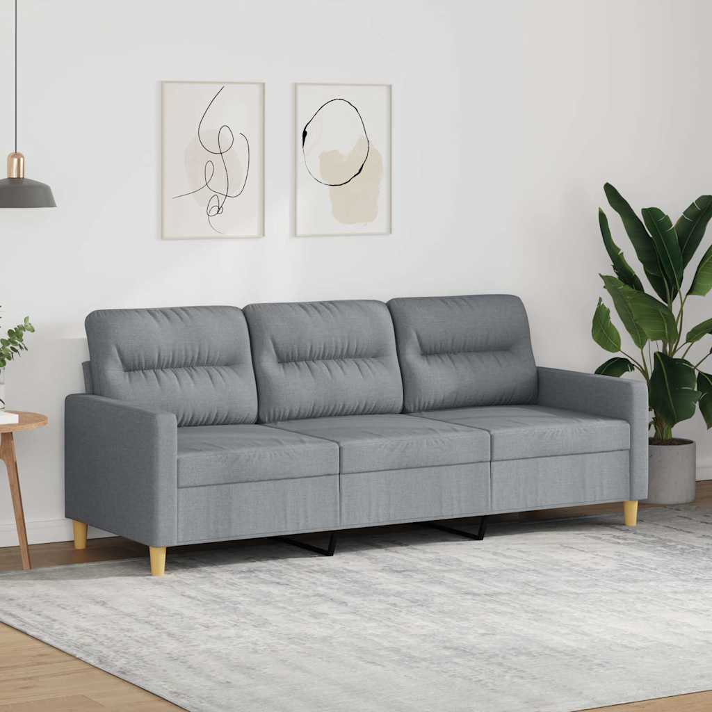 Trivietė sofa, šviesiai pilkos spalvos, 180cm, audinys