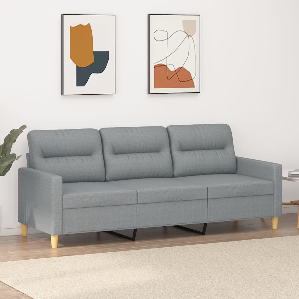 Trivietė sofa, šviesiai pilkos spalvos, 180cm, audinys