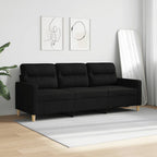 Trivietė sofa, juodos spalvos, 180cm, audinys
