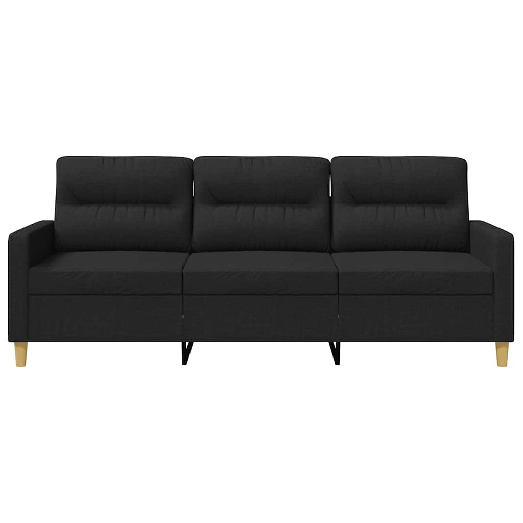 Trivietė sofa, juodos spalvos, 180cm, audinys