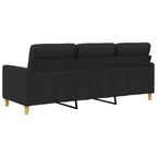 Trivietė sofa, juodos spalvos, 180cm, audinys