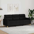 Trivietė sofa, juodos spalvos, 180cm, audinys