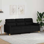Trivietė sofa, juodos spalvos, 180cm, audinys