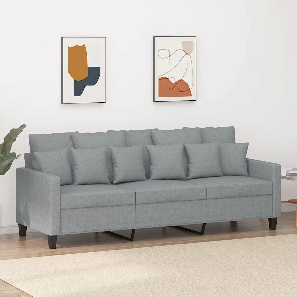 Trivietė sofa, šviesiai pilkos spalvos, 180cm, audinys