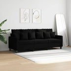 Trivietė sofa, juodos spalvos, 180cm, audinys