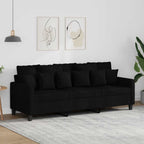 Trivietė sofa, juodos spalvos, 180cm, audinys
