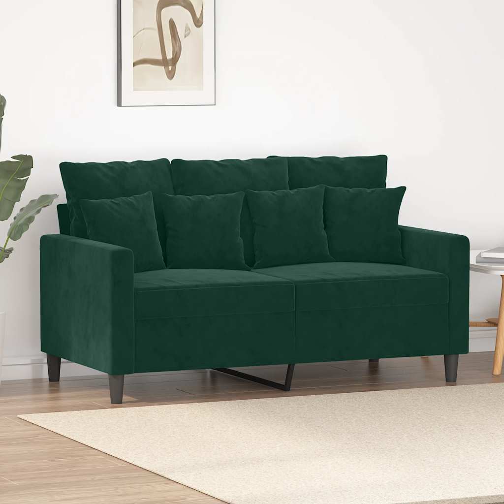 Dvivietė sofa, tamsiai žalios spalvos, 120cm, aksomas
