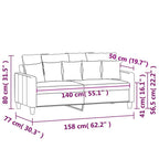 Dvivietė sofa, juodos spalvos, 140cm, aksomas