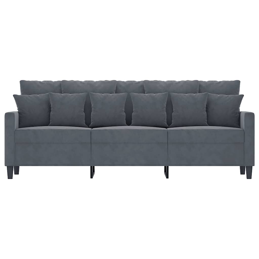 Trivietė sofa, tamsiai pilkos spalvos, 180cm, aksomas