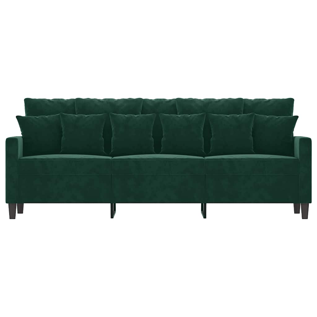 Trivietė sofa, tamsiai žalios spalvos, 180cm, aksomas