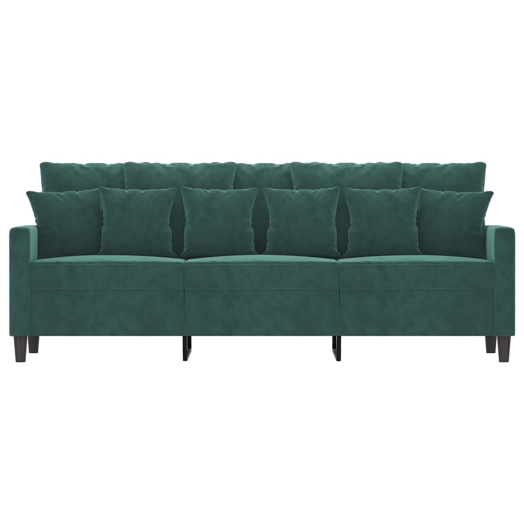 Trivietė sofa, tamsiai žalios spalvos, 180cm, aksomas