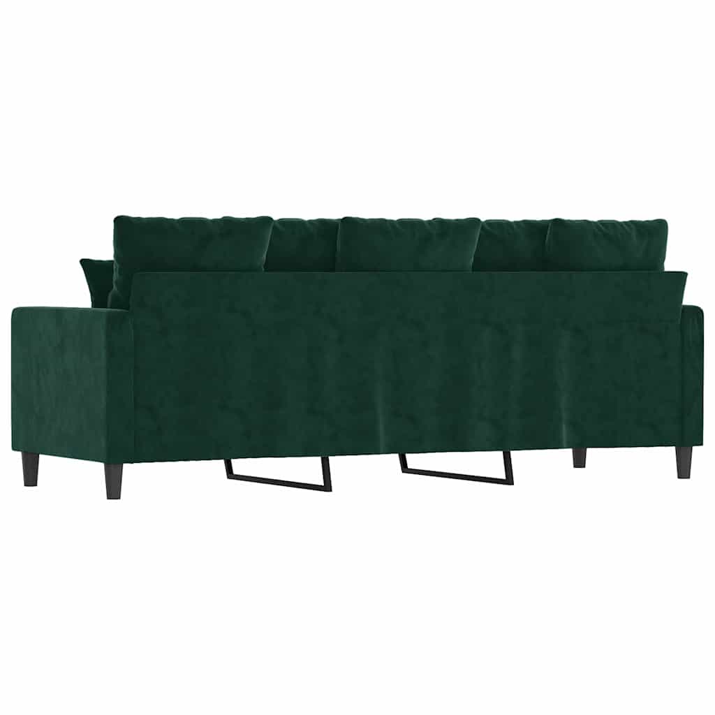 Trivietė sofa, tamsiai žalios spalvos, 180cm, aksomas