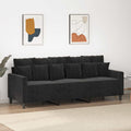 Trivietė sofa, juodos spalvos, 180cm, aksomas