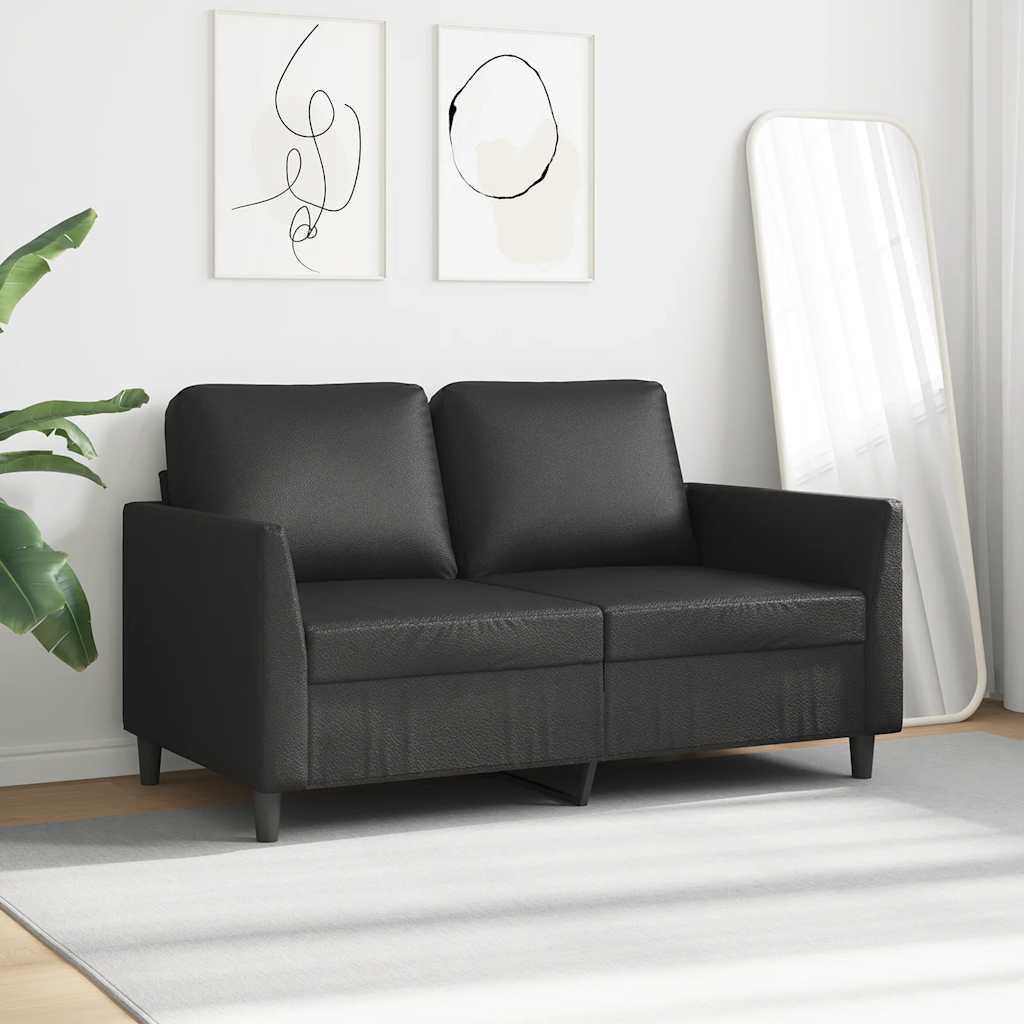 Dvivietė sofa, juodos spalvos, 120cm, dirbtinė oda