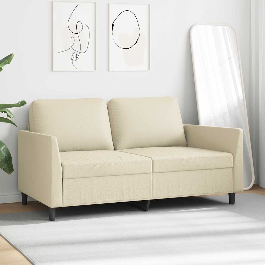 Dvivietė sofa, kreminės spalvos, 140cm, dirbtinė oda