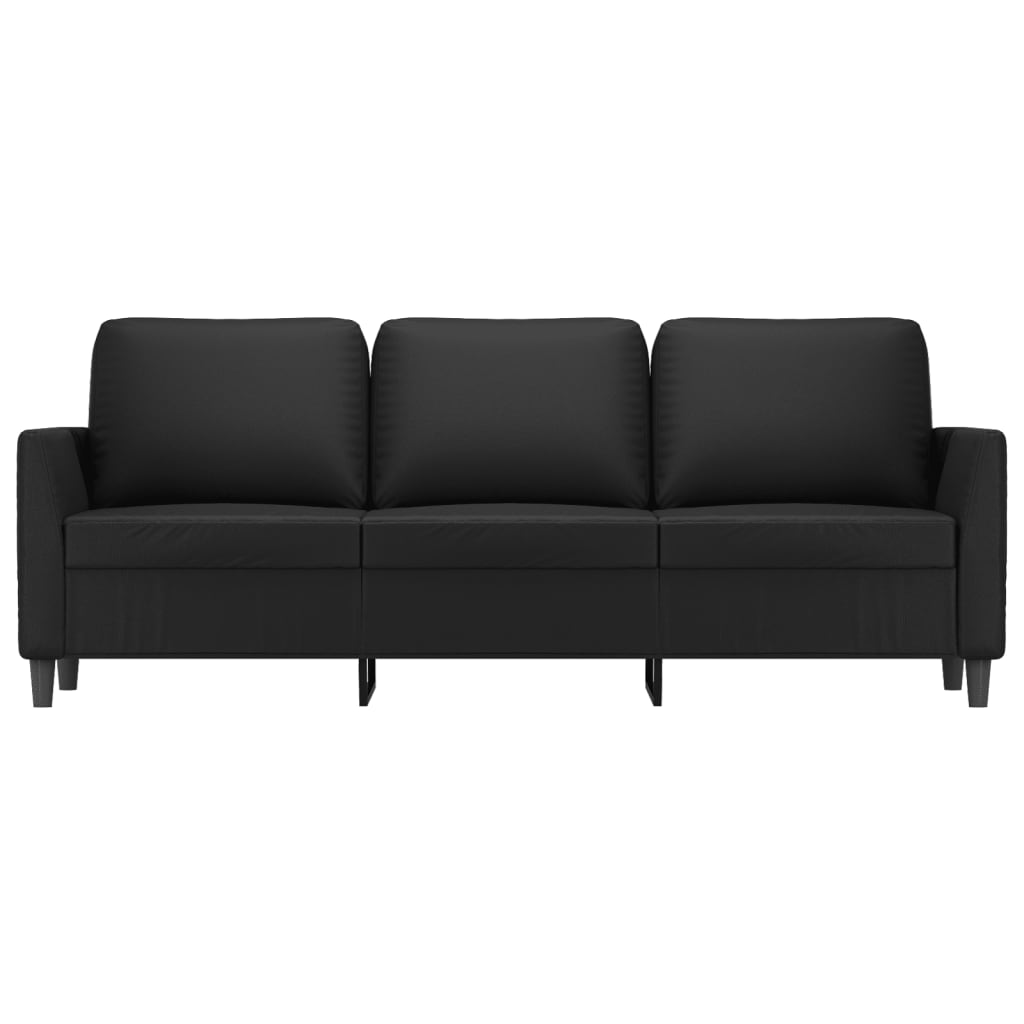 Trivietė sofa, juodos spalvos, 180cm, dirbtinė oda