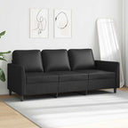 Trivietė sofa, juodos spalvos, 180cm, dirbtinė oda