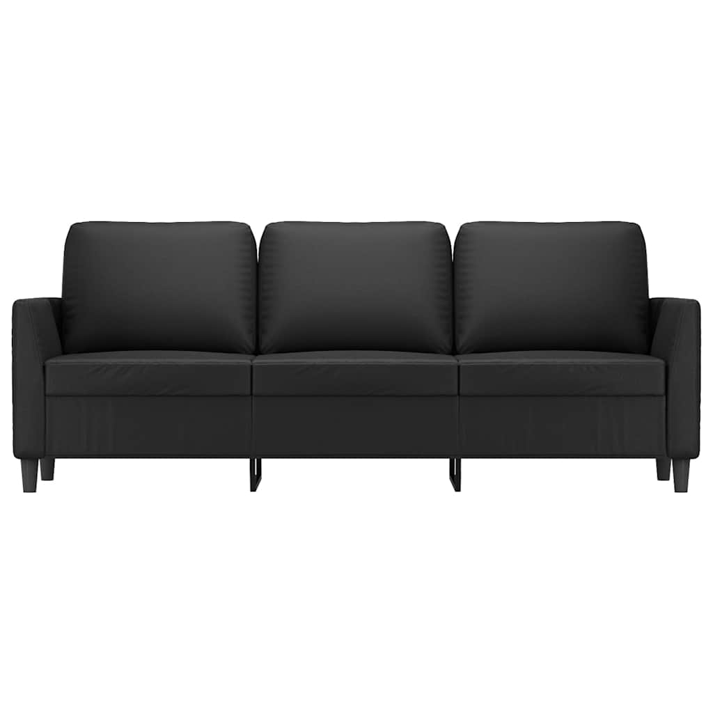 Trivietė sofa, juodos spalvos, 180cm, dirbtinė oda