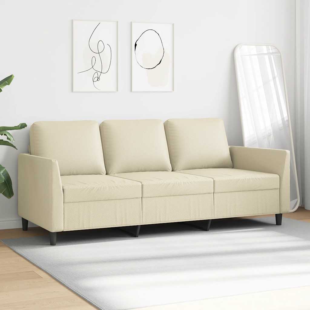Trivietė sofa, kreminės spalvos, 180cm, dirbtinė oda