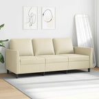 Trivietė sofa, kreminės spalvos, 180cm, dirbtinė oda