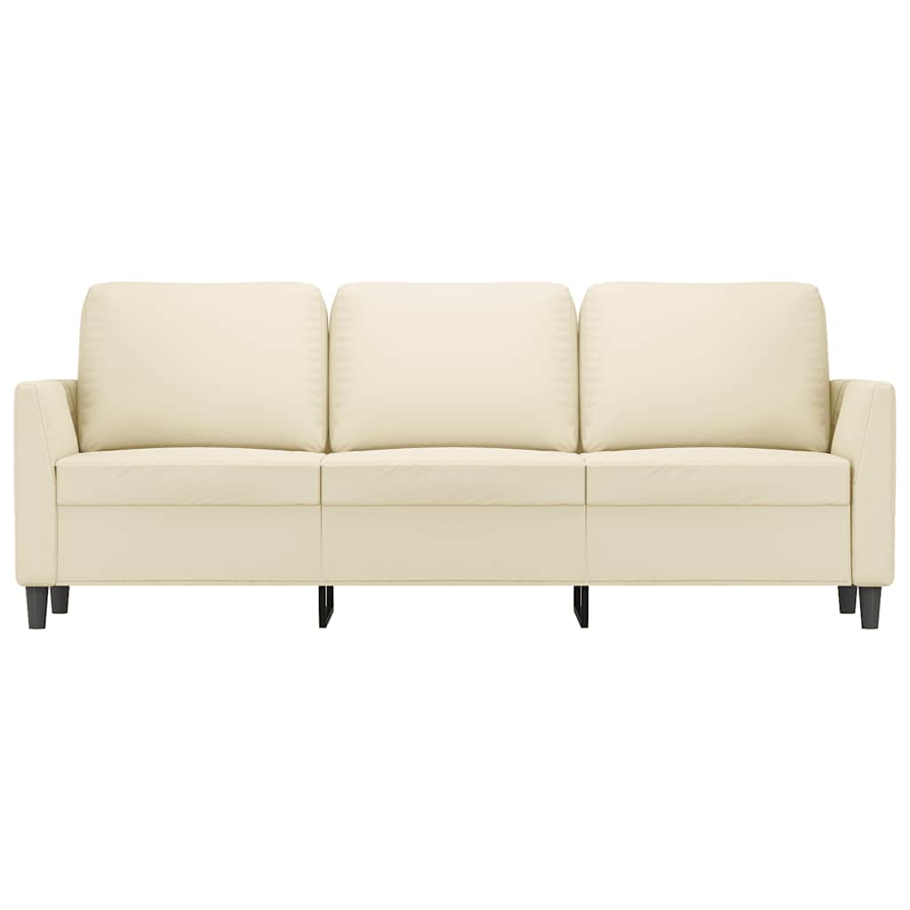 Trivietė sofa, kreminės spalvos, 180cm, dirbtinė oda