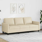 Trivietė sofa, kreminės spalvos, 180cm, dirbtinė oda