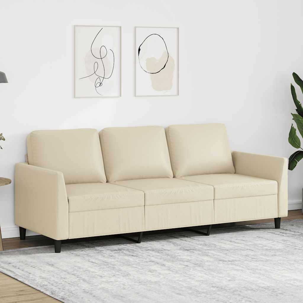 Trivietė sofa, kreminės spalvos, 180cm, dirbtinė oda