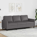 Trivietė sofa, pilkos spalvos, 180cm, dirbtinė oda