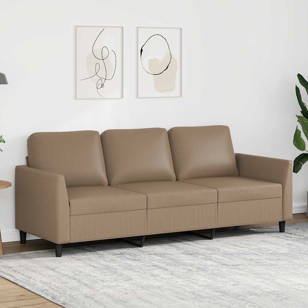 Trivietė sofa, kapučino spalvos, 180cm, dirbtinė oda