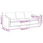 Trivietė sofa, juodos spalvos, 180cm, audinys