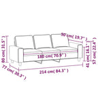 Trivietė sofa, šviesiai pilkos spalvos, 180cm, audinys
