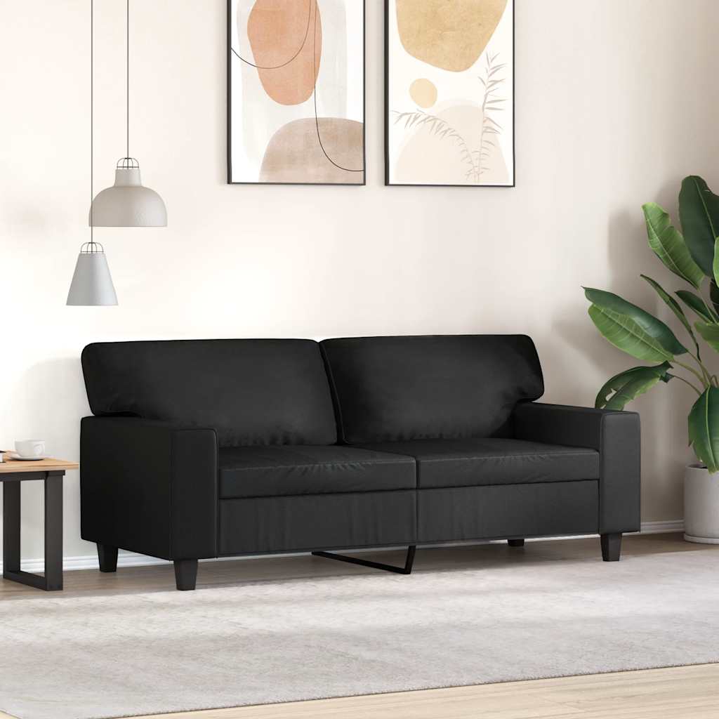 Dvivietė sofa, juodos spalvos, 140cm, dirbtinė oda