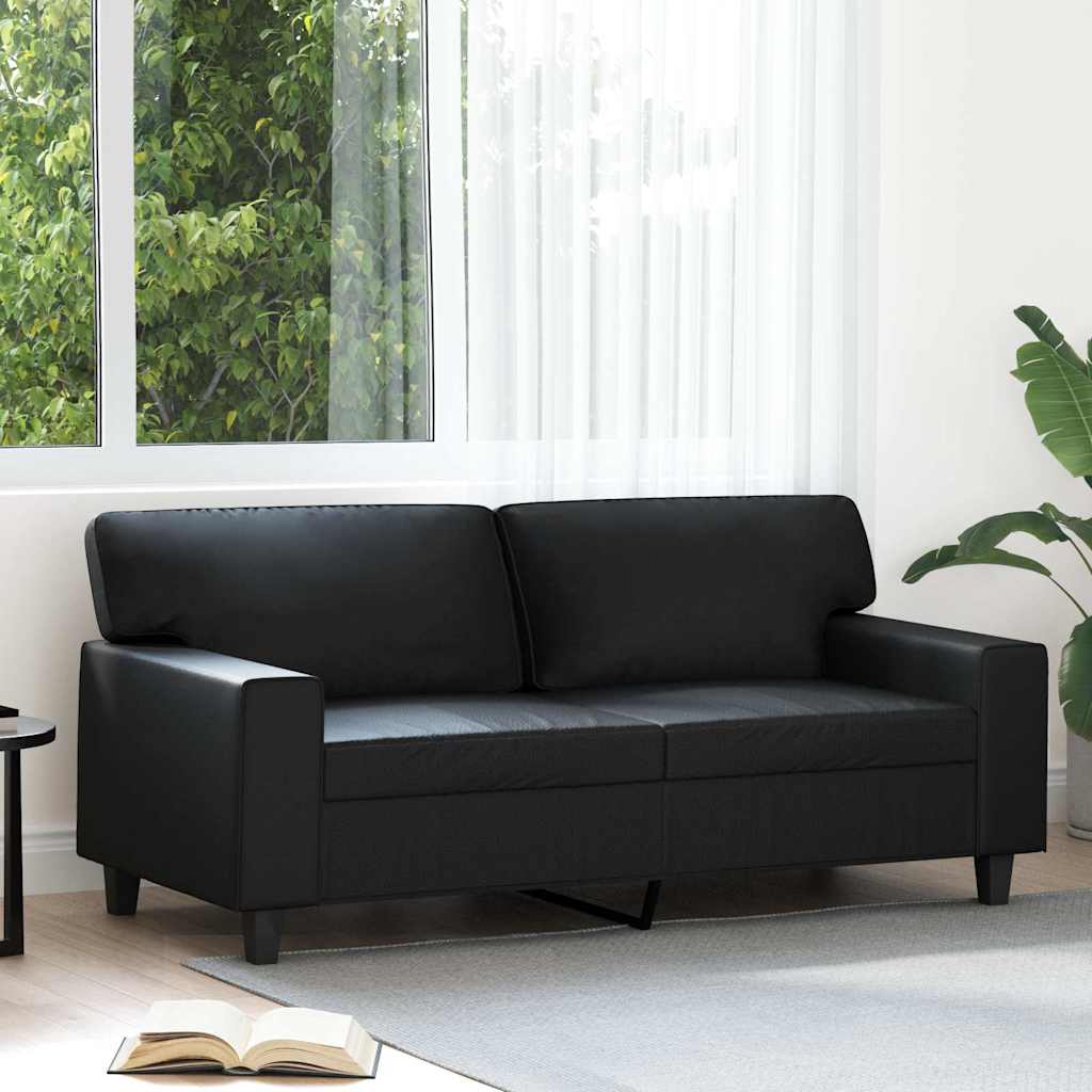 Dvivietė sofa, juodos spalvos, 140cm, dirbtinė oda