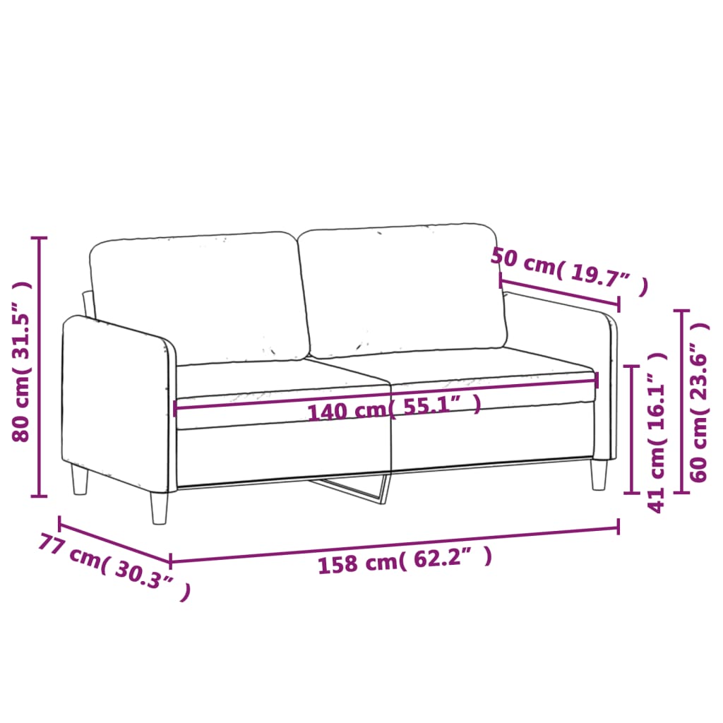 Dvivietė sofa, tamsiai pilkos spalvos, 140cm, audinys