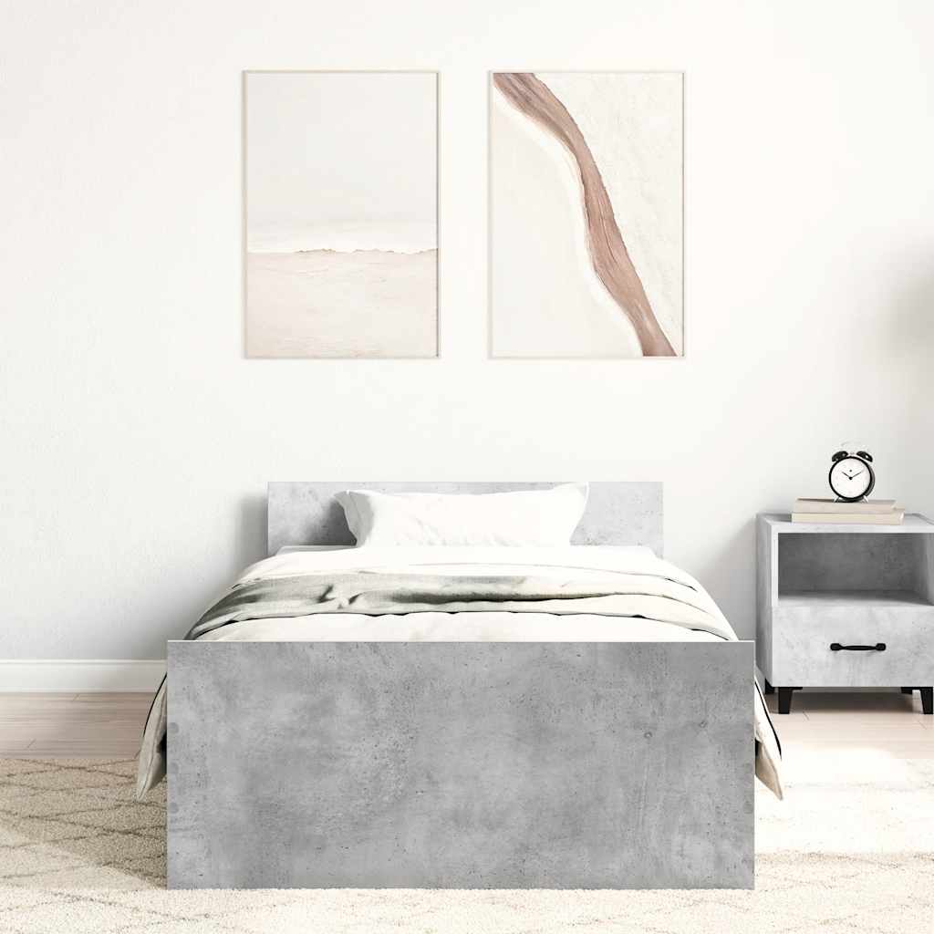 Lovos rėmas, betono, 75x190cm, apdirbta mediena, vienvietis