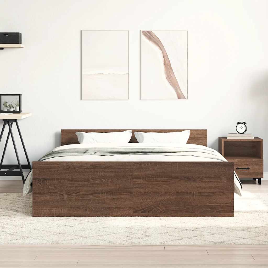 Lovos rėmas su galvūgaliu ir kojūgaliu, rudas, 140x190cm
