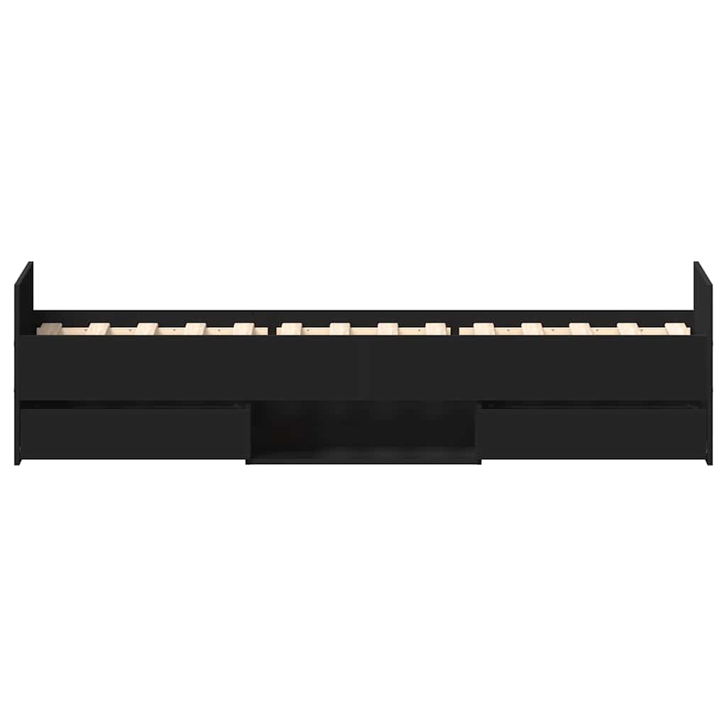 Lovos rėmas su galvūgaliu ir kojūgaliu, juodas, 90x200cm