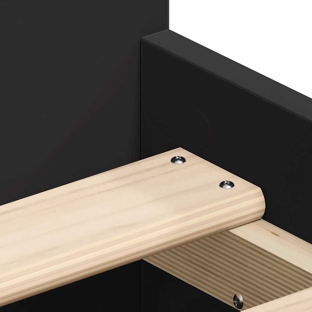 Lovos rėmas su galvūgaliu ir kojūgaliu, juodas, 90x200cm