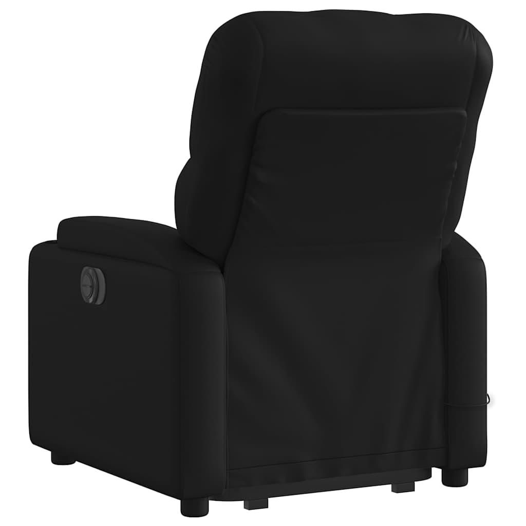 Atsistojantis masažinis krėslas, juodas, dirbtinė oda